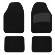 4 Piece Carpet Mat Set in Black with Heel Pad (Box Qty: 12)