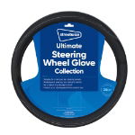 Ultimate Steering Wheel Glove - Black With White Stitching (Outer Ctn Qty: 12)