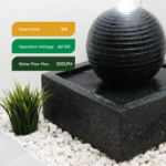 Solar-Powered Black Granite-Finish Water Feature