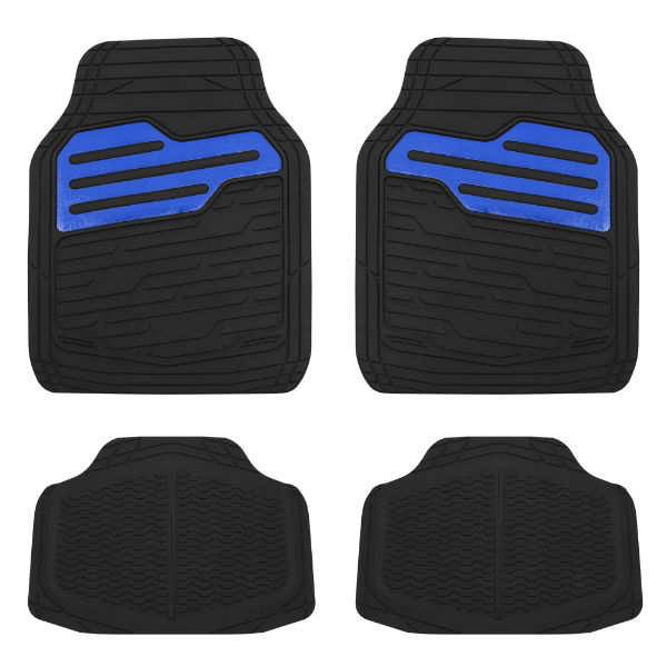 Adonia 4 pce Rubber Mat Set with "Metallic" Blue Heel Pad (Box Qty: 6)