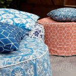 Outdoor Jacquard Blue Pouf Ottoman (Outer Ctn Qty: 20)