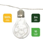 2m Solar Micro LED Bulb String Lights (10 Piece) (Outer Ctn Qty: 12)