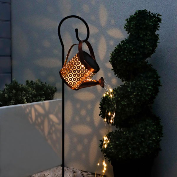 Solar Powered Watering Can Stake Light