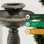 Solar Imperial Bird Bath Fountain w/ Battery Back-Up (Box Qty: 1)