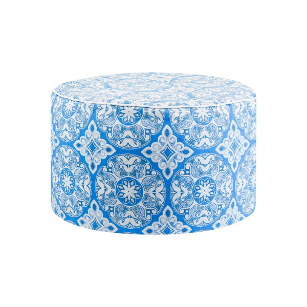 Outdoor Pouf Ottoman - Jacquard Blue (Outer Ctn Qty: 20)