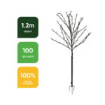 120cm Solar-powered Cherry Flower Stake Tree Lights (Outer Ctn Qty: 10)