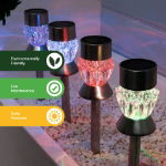 Pack of 4 Solar Round Crystal Stake Lights (Outer Ctn Qty: 12)