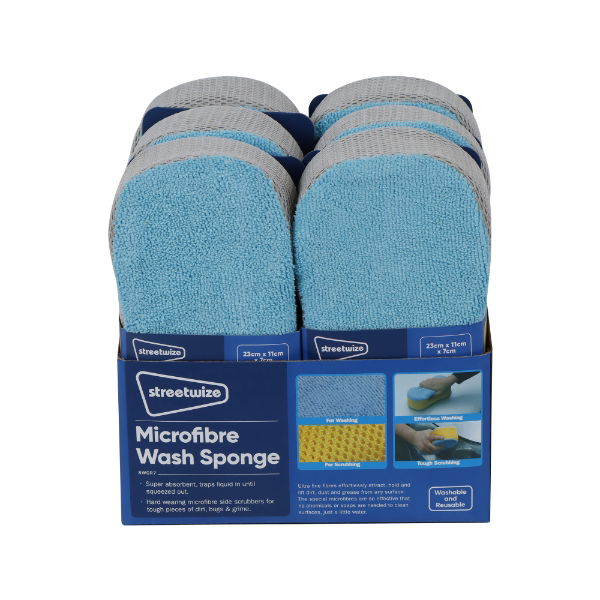 PDQ of 6 Microfibre Wash Sponge (Outer Ctn Qty: 12 PDQ of 6 = 72 singles)