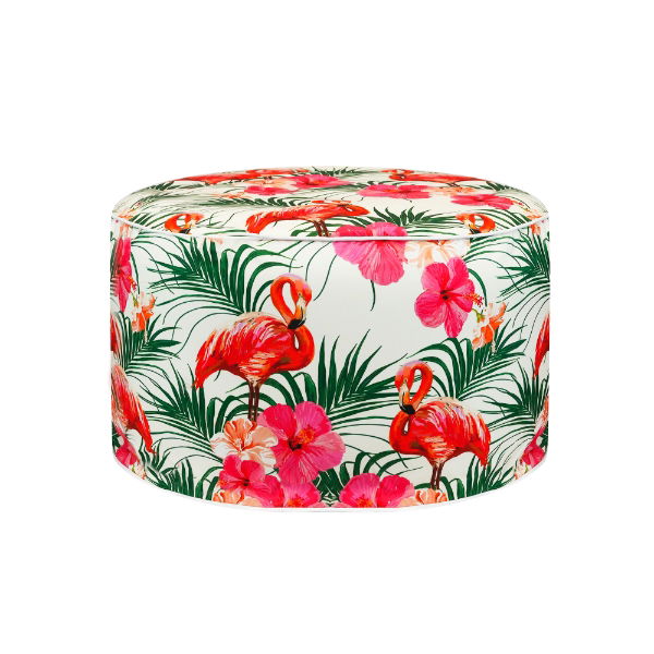 Flamingo Palm Print Inflatable Ottoman