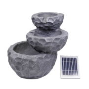 Solar-Powered Water Feature - Three-Tiered Rock (Outer Ctn Qty: 1)