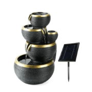Solar Cascading Black & Gold Water Feature (Outer Carton: 1)