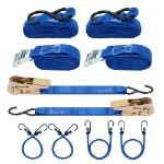 8 piece Tie Down Kit with Bungee Cords (Luggage Elastics) (Box Qty: 10)