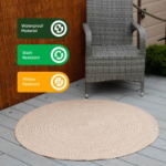 Jute-Style Indoor & Outdoor Rug - Plain - 120cm Diameter (Outer Ctn Qty: 9)