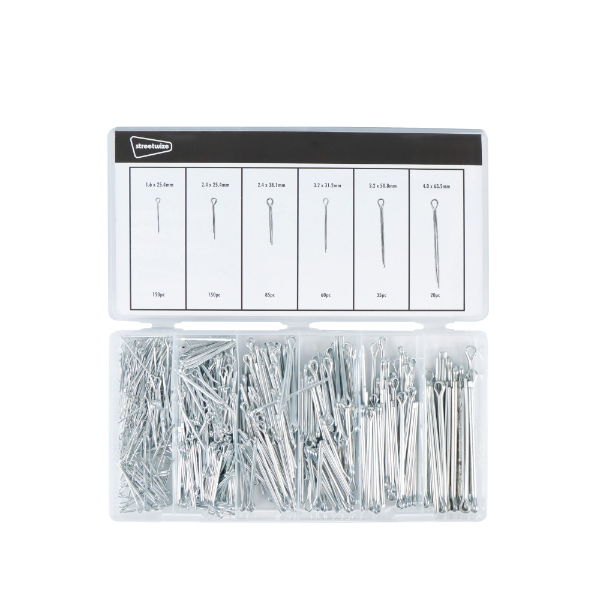 500-piece Aluminium Split Pin Assortment Kit (Box Qty: 24)