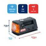300PSI 12V 3-in-1 Analogue Air Compressor With LED Torch (Oblong-Style) (Box Qty: 8)