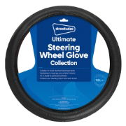 Ultimate Steering Wheel Glove - Black With White Stitching (Outer Ctn Qty: 12)