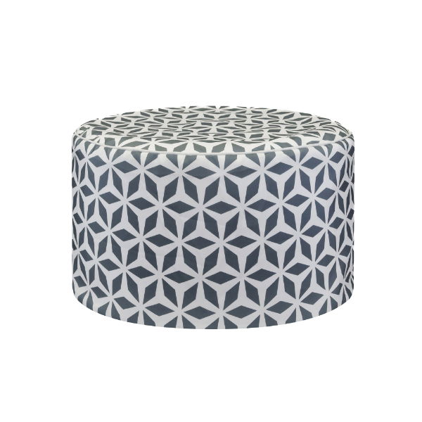 Grey/White Geometric Print Inflatable Ottoman