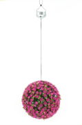 28cm Solar Mini Pink Rose Topiary Ball with LED Light