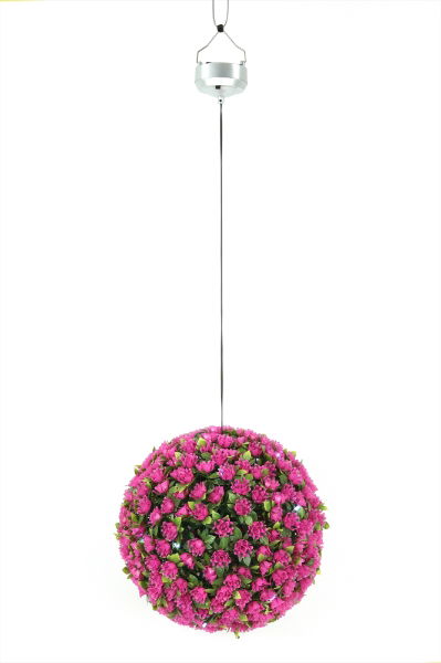 28cm Solar Mini Pink Rose Topiary Ball with LED Light