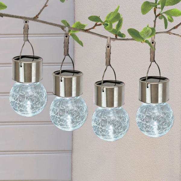 Pack of 4 Solar Hanging Crackle Balls (Outer Ctn Qty: 12)