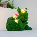 Solar Powered Sitting Rabbit with Multiple Flowers