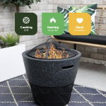 MGO Round Firepit/BBQ with Log Storage