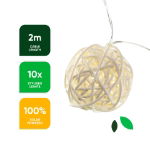2m Solar Wicker Ball LED String Lights (10 Piece) (Outer Ctn Qty: 12)