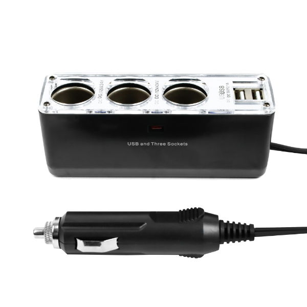 12V Triple Socket with Twin USB (Carton Qty: 10)