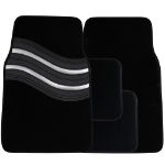 Wave Combination Carpet Car Mat Set - Silver