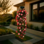 Solar Hanging Primrose Flower Lights - Pink (30 LED) (Outer Ctn Qty: 12)