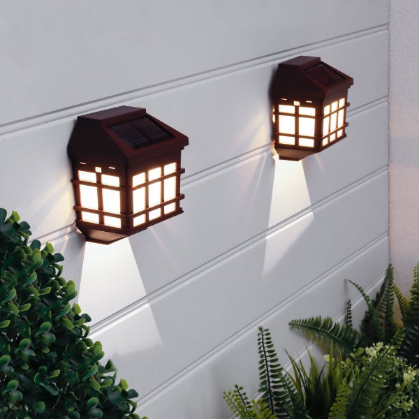 Lantern-Style Solar Fence Lights (Pack of 2)