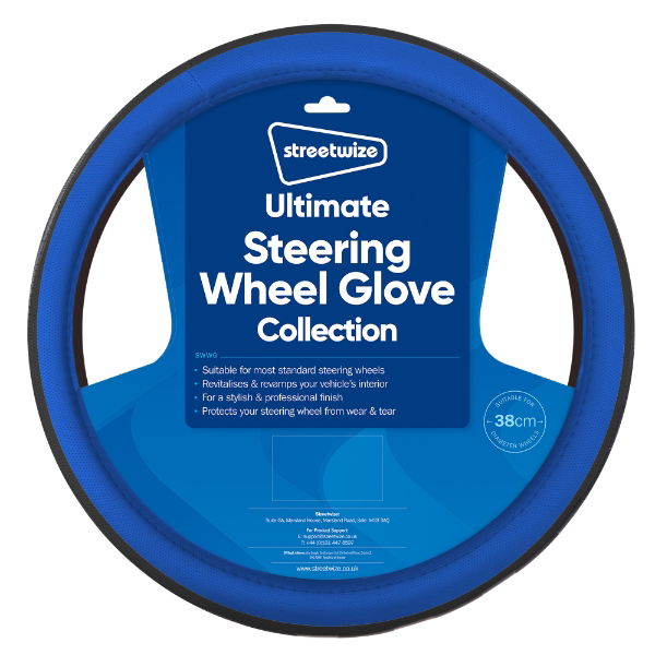 Ultimate Steering Wheel Glove - Black/Blue Sports Grip (Box Qty: 25)