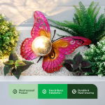 Solar Metal Sunset Butterfly With LED Crackle Ball (Outer Ctn Qty: 4)
