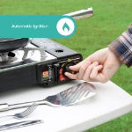 Double burner portable gas stove.