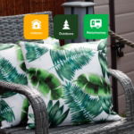 Outdoor Pair of Botanical Green Palm Print Scatter Cushions