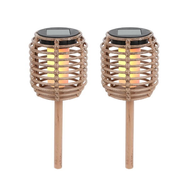 Solar Rattan Effect Stake Light (Pack of 2) 