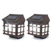Lantern-Style Solar Fence Lights (Pack of 2)