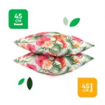 Outdoor Pair of Flamingo Palm Print Scatter Cushions