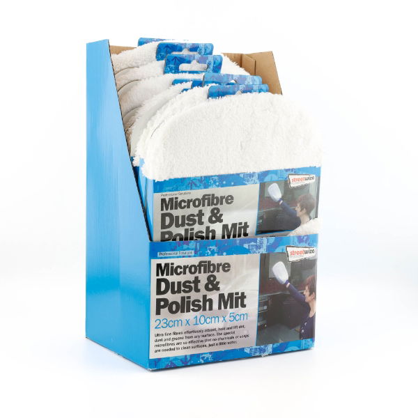 PDQ of 10 - Microfibre Dust & Polish Mitt (Outer Ctn Qty: 12 PDQ of 10 = 120 singles)