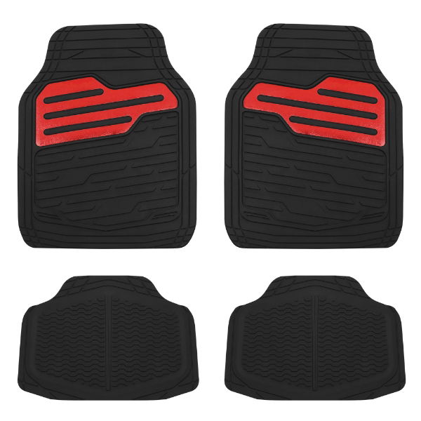 Adonia 4 pce Rubber Mat Set with "Metallic" Red Heel Pad (Box Qty: 6)