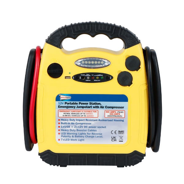 15Ah 12V Portable Power Station & Emergency Jumpstart With 260PSI Air Compressor (Petrol 3000cc/Diesel 2200cc) (Box Qty: 2)