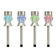 Pack of 4 Solar Round Crystal Stake Lights (Outer Ctn Qty: 12)