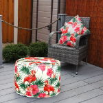 Flamingo Palm Print Inflatable Ottoman