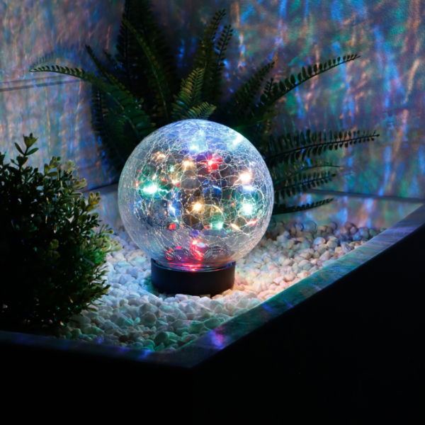 Solar Powered Multi-Coloured Crackle Ball - 15cm