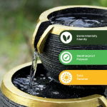 Solar Cascading Black & Gold Water Feature (Outer Carton: 1)