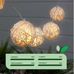 2m Solar Wicker Ball LED String Lights (10 Piece) (Outer Ctn Qty: 12)