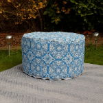 Outdoor Jacquard Blue Pouf Ottoman (Outer Ctn Qty: 20)