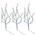 Pack of 3 Multi-Coloured LED Solar Tree Lights (Outer Ctn Qty: 12)