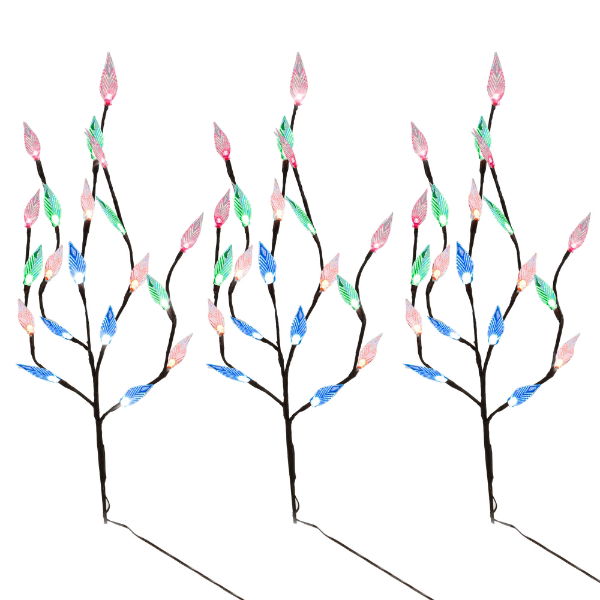 Pack of 3 Multi-Coloured LED Solar Tree Lights (Outer Ctn Qty: 12)
