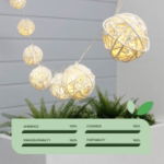 2m Solar Wicker Ball LED String Lights (10 Piece) (Outer Ctn Qty: 12)